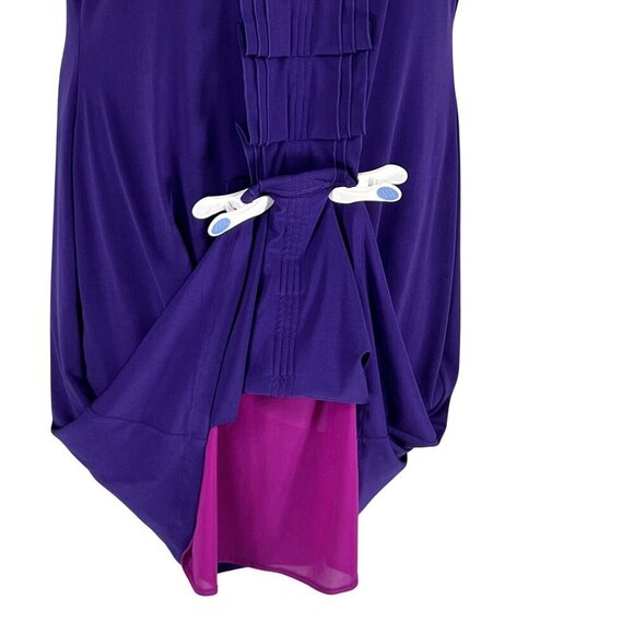 Calvin Klein NWT Womens 14 Purple Sleeveless Cascading Ruffles Dress Stretchy - Picture 5 of 15